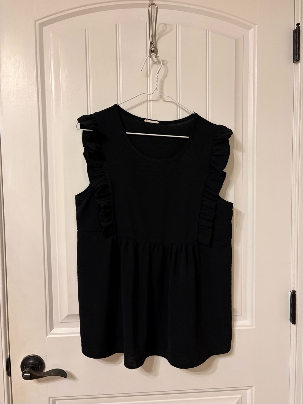 JODIFL Black Ruffle Trim Tank Top